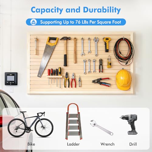 PVC-Slat-Wall-Paneling-4x8-Ft-Adjustable-Slatwall-Panels-System-Wood-Slatted-Wall-Panel-with-Customizable-Storage-DIY-Cutting-Easy-to-Install-Slatwall-Board-Shelves-with-Coupling-Structure