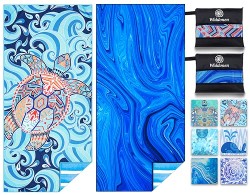 2 Pack Microfiber Lightweight Beach Towel Sand Free Quick Dry Absorbent Thin Compact Towels for Swimming Pool Camping Beach Accessories Large Easy Pack Travel Things for Vacation Essentials Gift
