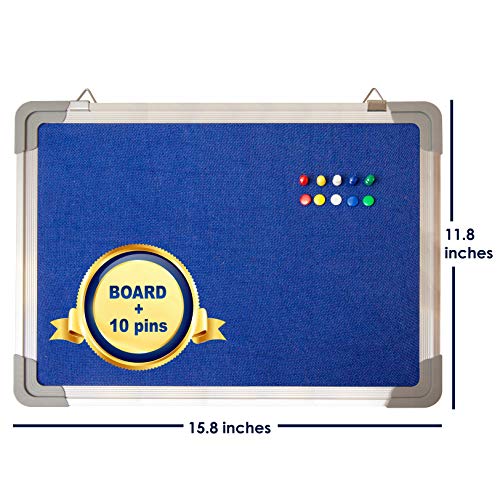 Bulletin Board Set Felt Tack Board 24 x 18" with 10 Thumb Tacks