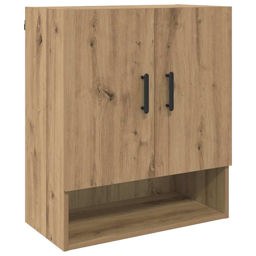 Armoire suspendue en bois avec 3 étagères et poignées en T