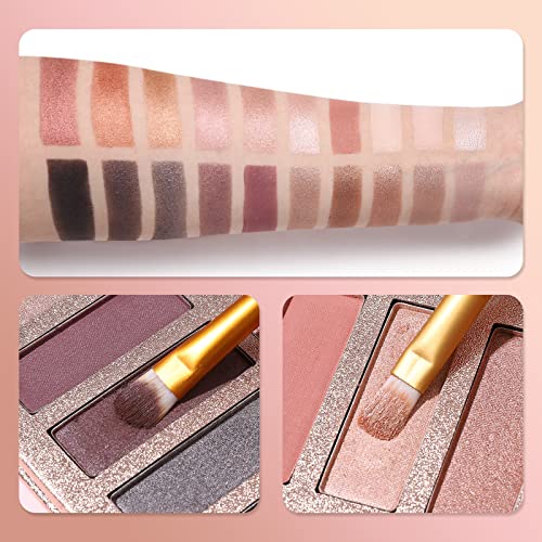 Ucanbe 10 Colors Eyeshadow Palette Makeup +15Pcs Brushes Set + Eye Shadow Primer All In One Makeup Kit Waterproof Long Lasting High Pigment Eye Shadow #TOP2