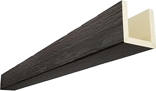 Ekena Millwork BMRS3C0040X060X216ZH 3-Sided (U Rough Sawn Endurathane Faux Wood Ceiling Beam, 4"W x 6"H x 18'L, Premium Hickory