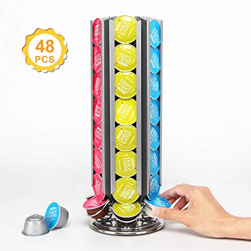 Flagship Coffee Pod Capsule Holder For Dolce Gusto, Metal Carousel Capsules Pods Organizer Rack, 48 Pods Silver #TOP1