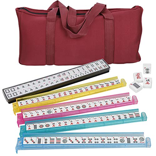 Zeny American Mahjong Set, 166 Premium White Tiles With Soft Bag, 4 All-In-One Racks With Pushers, Mah Jongg Complete Set #TOP20