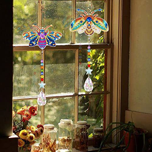Yejahy 2Pcs Suncatcher Diamond Painting Kits, Diy Art Kit Diamond Painting Sun Catchers Hanging Pendant, Wind Chime For Window, Garden, Home Decor (Bee) #TOP4