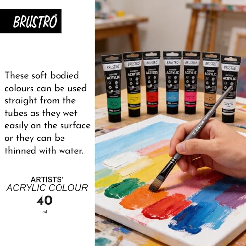 Image of BRUSTRO Artists Acrylic Paint Tube | 40ml, Burnt Umber (Pack of 2)|Non-Toxic, Water Based, Inter Mixable, Ideal for Painting, Textured Effects on Canvas, Paper, Fine Art Student and Professionals