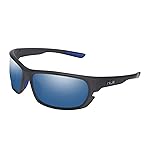 HUK Sunglasses, Polarized Lens Eyewear with Performance Frames, Fishing, Sports & Outdoors Sunglasses, (Challenge) Blue Mirror / Matte Black, Medium