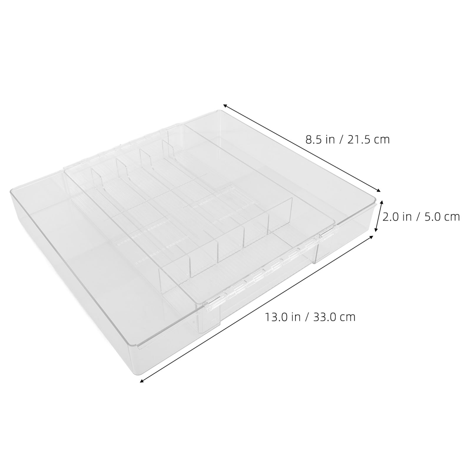 Organizador de Cajones para Cubiertos Extensible Mediano Acrílico Compartimentos Multifunción para Cocina, Oficina y Baño, Bandeja de Almacenamiento Transparente