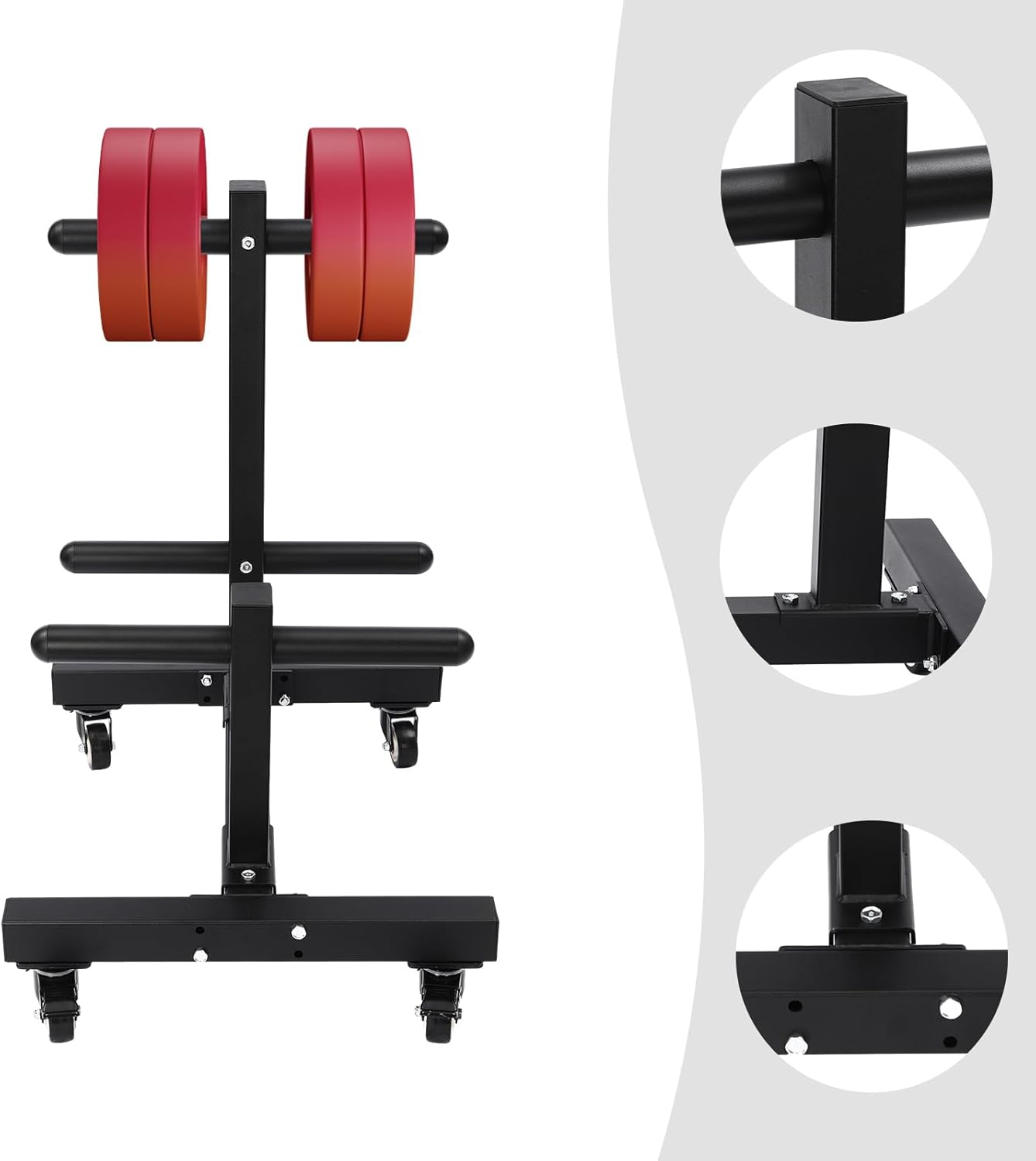 Dumbbell Plate Rack, Double Column Mobile Dumbbell Piece Holder Vertical Storage Tree 1102.3lbs Capacity with Transport Wheel