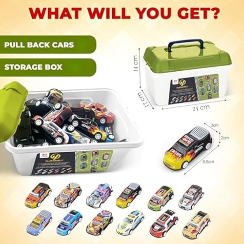 KIDSZONE 20 Pack Pull Back Toy Cars, Mini Race Cars Vehicles,Toy Cars with Storage Box,Party Favor Cars Toys, Goodie Bag Stuffers, Toys for Boys Girls Toddlers 3+Years Old (20)