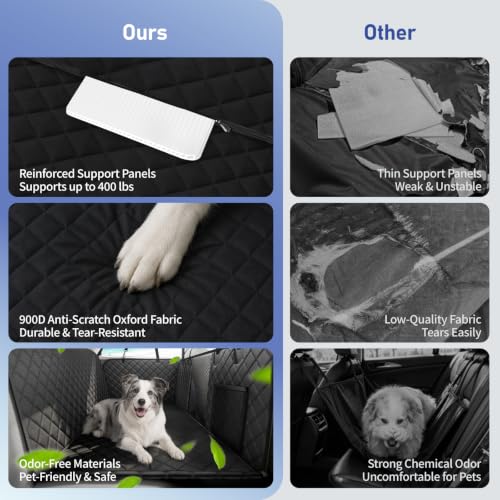 Brlako Dog Car Seat Cover for Back Seat, 900D Hard Bottom Dog Hammock, 51In - image 6