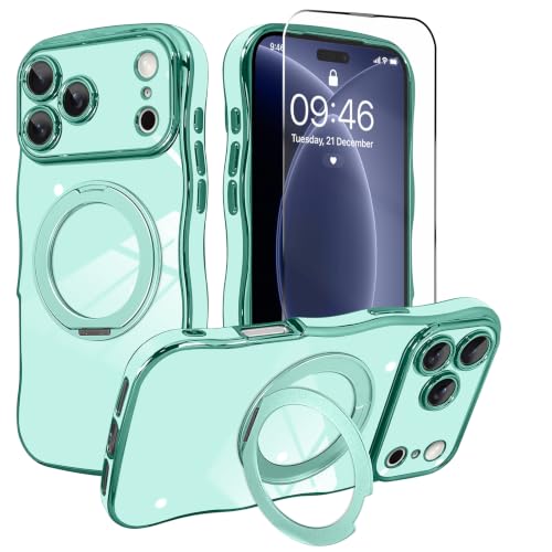 tharlet Phone Case for iPhone 18 Pro Max Green 360° Spin Magnetic Stand