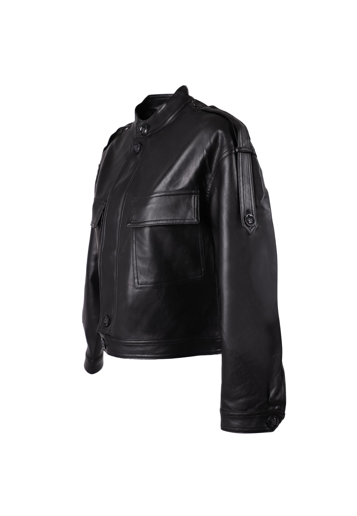QUEEN HELENA Giacca di Pelle Leggera Giacchetta Biker Giubbino Corto Casual Donna Y4007