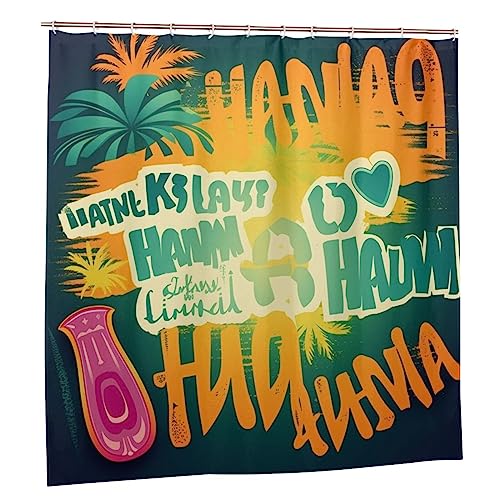 Rideau de douche moderne TOMPPY pour une ambiance de bain hawaïenne - 3