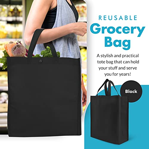 Simply Green Solutions - Reusable Grocery Bags, Durable Large Tote Bags, Shopping Bags For Groceries, Utility Tote, Reusable Gift Bags With Handles, 14 X 16.5 X 6, Pack Of 10, Black #TOP1