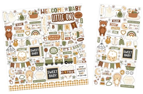 Baby Stickers for Scrapbooking - Chipboard, Gender Neutral Aesthetic Design