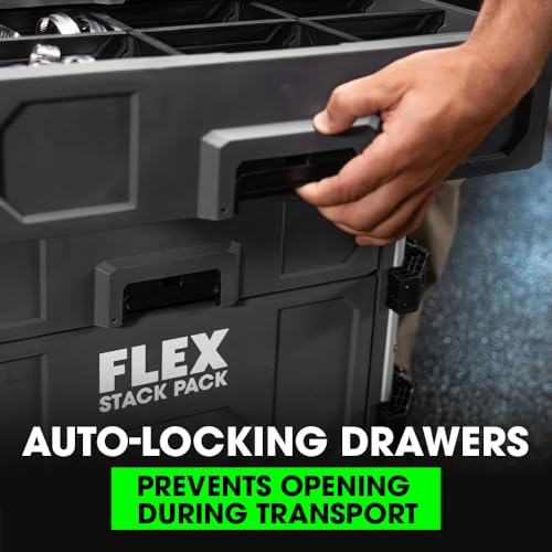 FLEX STACK PACK Storage System 3-Drawer Tool Box - FS1105, Grey/Black - Thumbnail 2