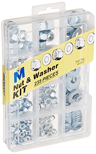 Midwest Fastener 14997 Nut & Washer Assortment Kit, 235 Piece, 1/2