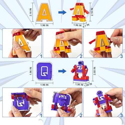 Toys Gifts for 3 4 5 6 Years Old Toddler Boys Girls,26 Alphabet Robots ABC Letters Educational Learning Blocks for Kids,Alphabots Deformation STEM Fine Motor Skill Birthday Gifts for Preschool Age 3+ - Thumbnail 3