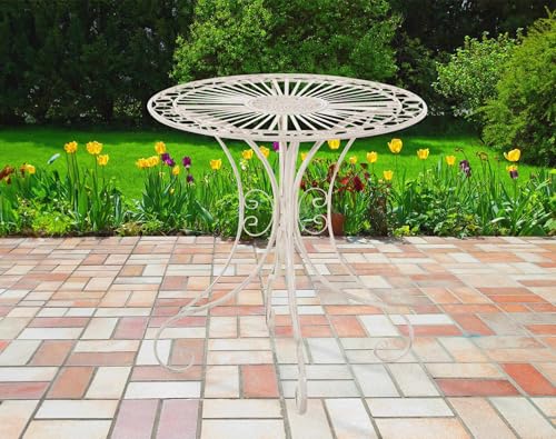 Table de terrasse en fer forgé Hari au style antique raffiné - 5