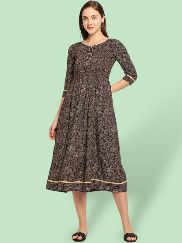 Image of DUMMY SHAPE Women's Rayon Anarkali Maternity Dress & Feeding Kurti with Zippers