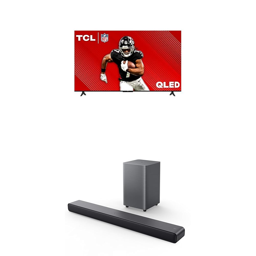 TCL 65-Inch Class Q65 QLED 4K Smart TV with Fire TV (65Q651F, 2024 Model) S55H S Class 2.1 Channel Sound Bar with Dolby Atmos