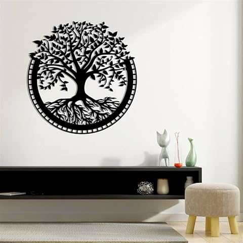 NORTH KAISER Tree of Life Metal Wall Decor I Tree Metal Wall Art, Black Wall Hanging Decoration for Outdoor Living Room Bedroom Kitchen Housewarming (24'' / 60 cm) Cover
