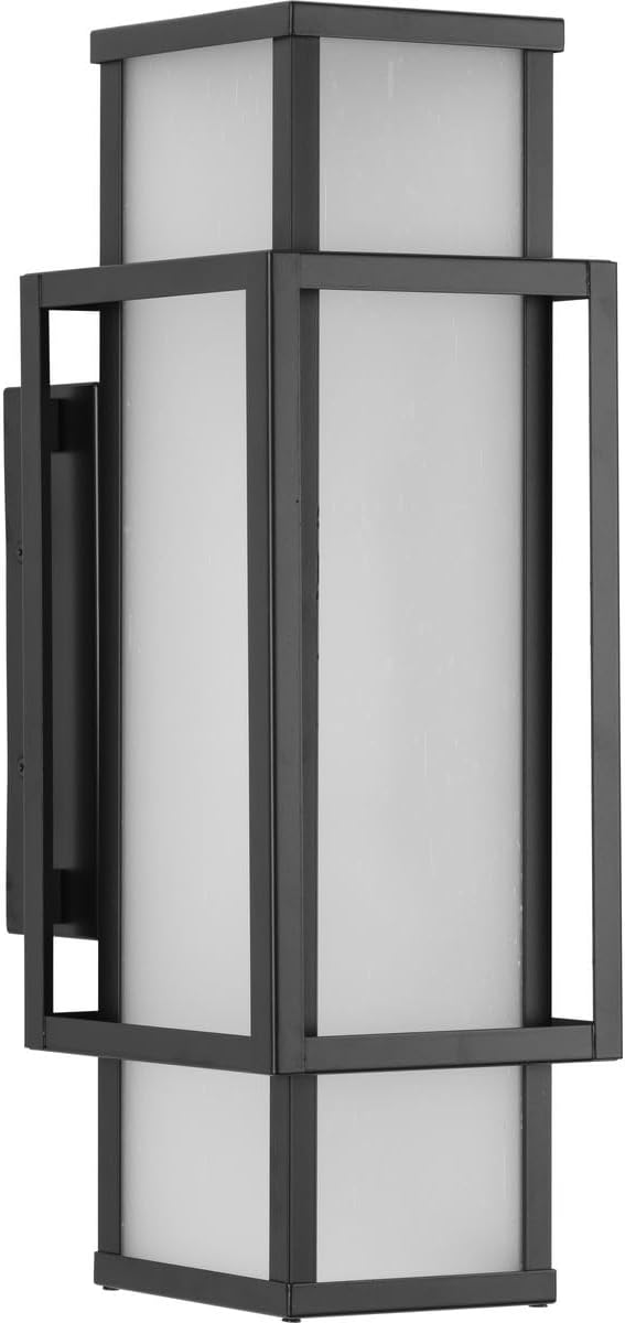 Progress Lighting Unison Collection Two-Light Matte Black Etched Seeded Glass Contemporary Wall Lantern (P560356-31M)