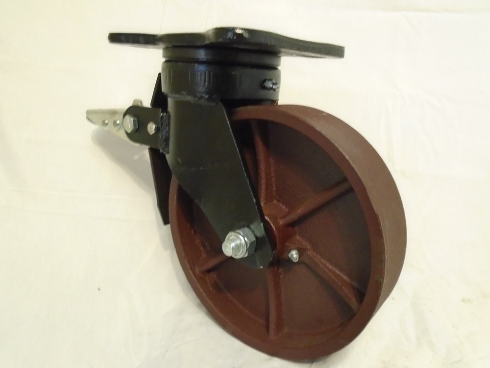 8" X 2" Kingpinless Drop Forged Swivel Total Lock Brake Ductile Steel Wheel (4) 2000 Lbs Each