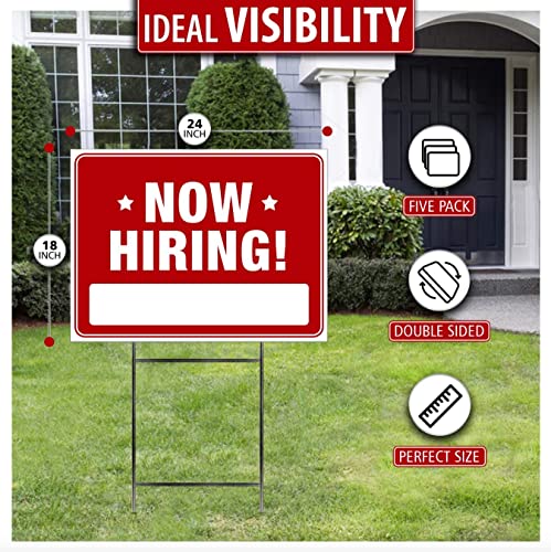 Now Hiring Signs (10 Pack) – Premium Large 24” X 18” Now Hiring Signs For Business And Stores With Stakes – Pro Double-Sided Help Wanted Signs With Directional Arrows & Heavy Duty Yard Sign Stakes… #TOP3