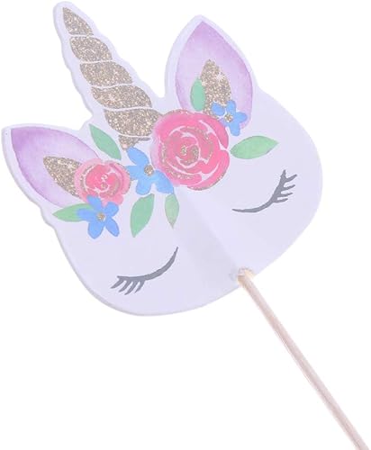 Miniatura 10 de CCINEE 48 piezas de decoración de unicornio arcoíris para cupcakes de papel de doble cara de unicornio para decoración de postres de fiesta de