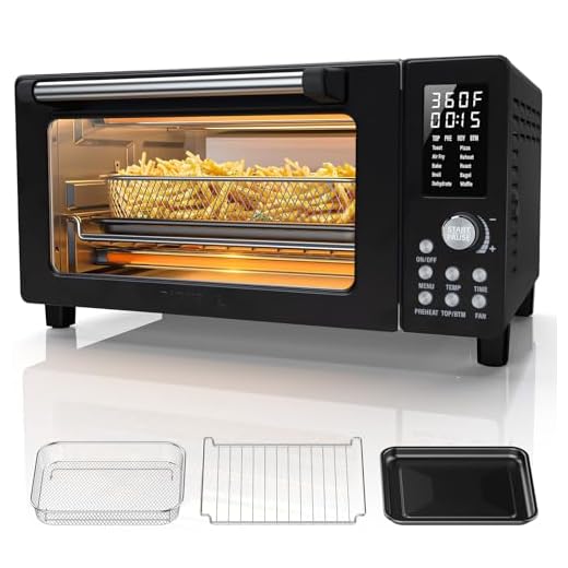 Nuwave Bravo Pro Convection Air Fryer Toaster Oven Combo, 2025 New and Improved, 10-in-1, 50°-450°F Temp Controls, Quick & Even Crisp Technology, 21Qt Capacity, Black, PFAS Free