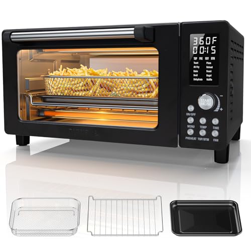Nuwave Bravo Pro Convection Air Fryer Toaster Oven Combo, 2025 New and Improved, 10-in-1, 50°-450°F Temp Controls, Quick & Even Crisp Technology, 21Qt Capacity, Black, PFAS Free