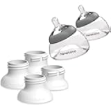 Nanobebe Breastmilk Bottle Twin-Pack in Grey Bundled with 4 Pack Breast Pump Adapters