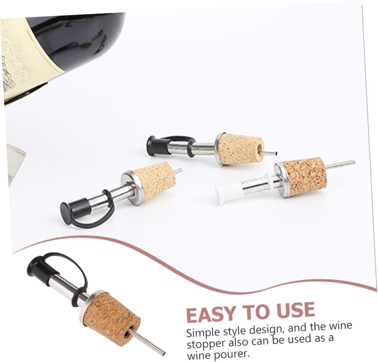 Garneck 8pcs Stainless Steel Wine Pourer Reusable Wine Spouts Sealing for Whiskey Easy to Clean for Parties and Gatherings