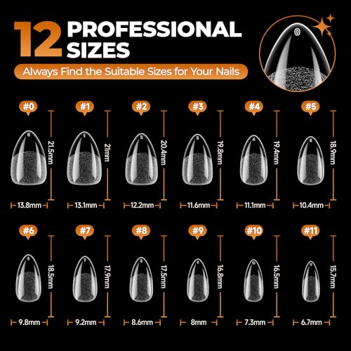 Image of UNA GELLA Short Almond Gel Nail Tips Kit, Nail Tips 120Pcs with Nail Glue