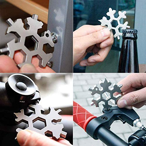 4 Pack 18 In 1 Snowflake Multi Tool, Stainless Steel Beer Bottle Opener, Flat Phillips Screwdriver Kit/Wrench, Outdoor Durable And Portable #TOP3