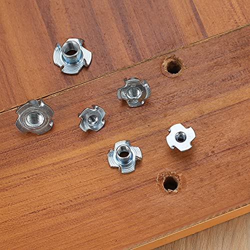 110 Stk Einschlagmuttern M4 M5 M6 M8 M10, Vier-Prong Nüsse Einschlagspitzen, Verzinktem Kohlenstoffstahl Nüsse für Möbel, Holzbearbeitung, Handwerker Sortiment Schrauben Kits