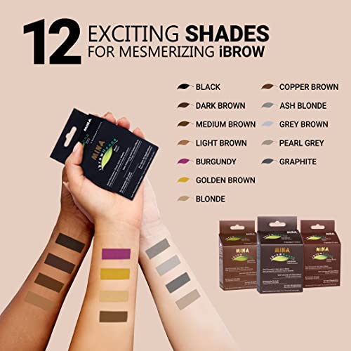 Mina Ibrow Hair Color Dark Brown|Long Lasting Natural Spot Coloring And Hair Tinting Powder With Brush, Water And Smudge Proof | No Ammonia, No Lead With 100% Gray Converge Upto 30 Application|Vegan And Cruelty Free #TOP4
