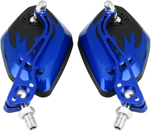 Miniatura 6 de Qiilu Espejo retrovisor de repuesto para motocicleta, 1 par de espejos retrovisores universales de aluminio con patrón de llama con tornillos de