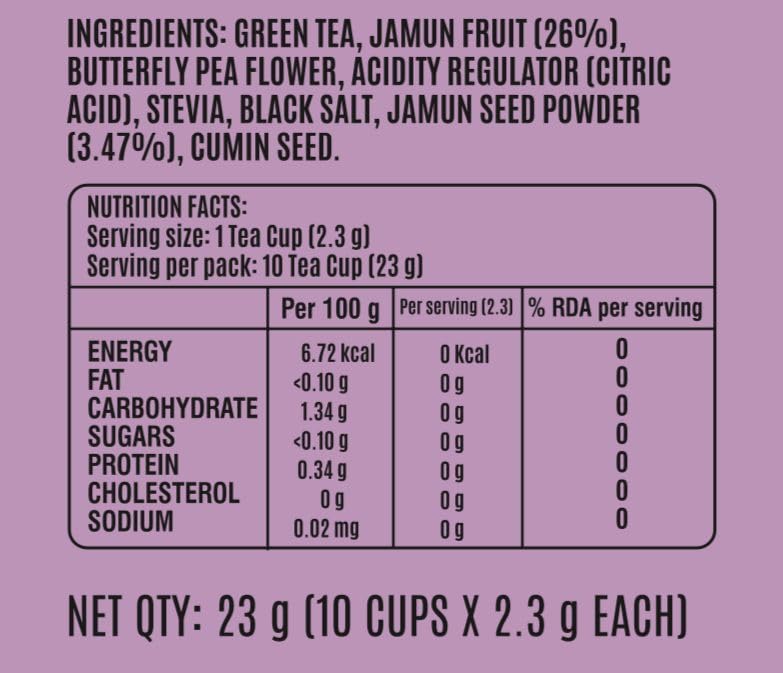 Image of Cup-ji Ready to Sip Jamun Green Tea | Fruity,Non Bitter Tasty & Whole Leaf Green Tea | Desi Kala Khatta | 10 Cups with Each Cup Size 210 ml