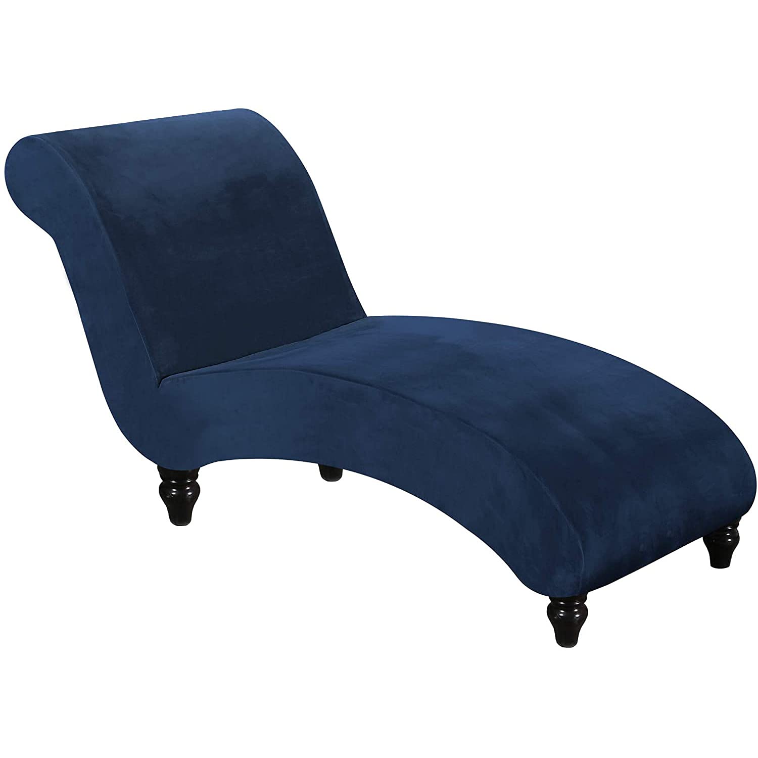 Gyhh Navy Stretch Velvet Lounge Chaise Cover 1-Piece Super Soft Luxurious Chaise Longue Slipcover For Indoor Bedroom, Machine Washable
