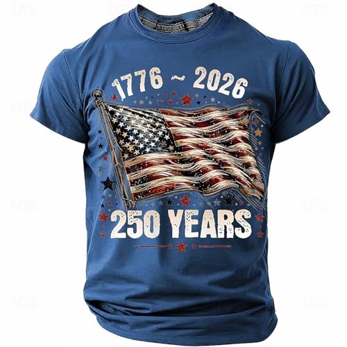 250 Anniversary USA Shirt Crewneck Pullover Tops Men's Tshirts Shirts Short Sleeve T Shirt America Crew Neck Tee