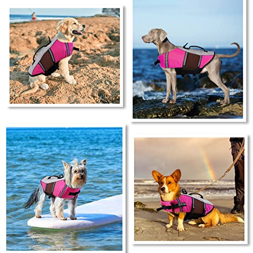 Extra Large Dog Life Vest, Dog Life Jacket For Swimming Boating, Reflective Dog Jacket Dog Floatation Vest Float Vest For Pool Lake, Dog Water Vest Swim Vest Safety Lifejackets Lifesaver，Rose, Xxl #TOP5