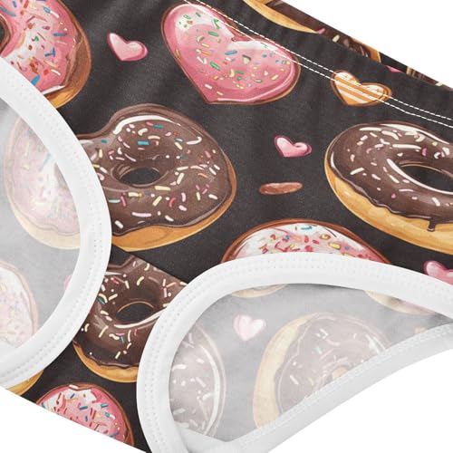 Wusikd Chocolate Doughnuts Girls' Underwear Cotton Hearts Girls Briefs Soft Toddler Underwear 2T4