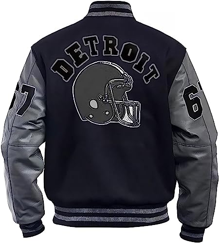 Tom Hardy Men's Venom Detroit Beverly Hillscop Wool Leather Baseball Black & Grey Varsity Bomber Jacket2