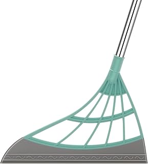 Multifunction Magic Broom 2-in-1 Universal Wiping Sweeper Silicone Broom with Scraper Bathroom Wiper Broom Wet and Dry Wiper Broom,for Living Room,Kitchen,Bathroom (Green)