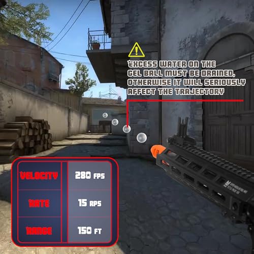 EMERBU Gel Splat Blaster SLR with Metal Gearset and 11.1V Rechargeable Battery - Improved by EMERBU - for Ages 15+ (Black)