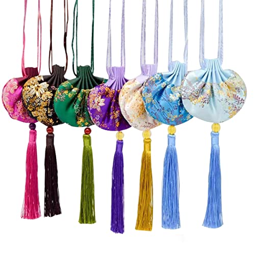 Snadulor 7 bolsas de seda de brocado con cordón miniatura 1