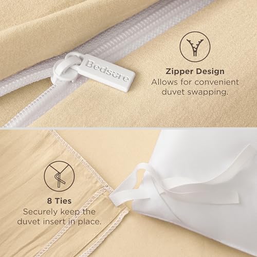 Image of Bedsure Alabaster Gleam Duvet Cover Full Size - 3 Pieces Prewashed Extra Soft Bedding Set, Includes 1 Duvet Cover 80x90 Inches with Zipper Closure & 2 Pillow Shams, Comforter Not Included